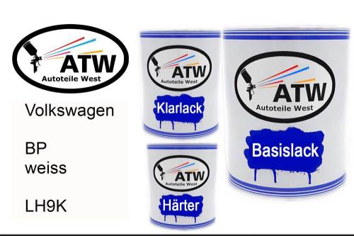 Volkswagen, BP weiss, LH9K: 1L Lackdose + 1L Klarlack + 500ml Härter - Set, von ATW Autoteile West.